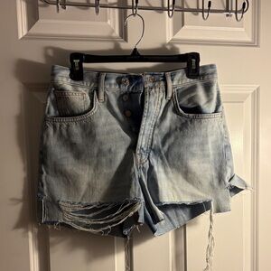 NWT 7 For All Mankind Blue Distressed Jean Shorts